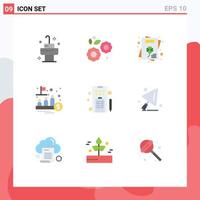 Pictogram Set of 9 Simple Flat Colors of online marketing greeting card trade management Editable Vector Design Elements