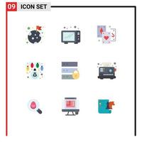 Set of 9 Modern UI Icons Symbols Signs for internet security device entertainment lights christmas Editable Vector Design Elements