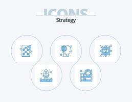 Strategy Blue Icon Pack 5 Icon Design. business solution. brainstorming. planning. brain. labyrinth vector