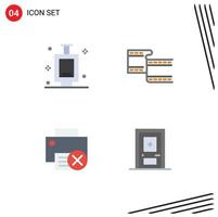 Pack of 4 Modern Flat Icons Signs and Symbols for Web Print Media such as urinal hardware filam computers building Editable Vector Design Elements