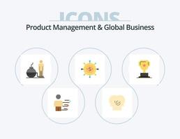 gestión de productos y paquete de iconos planos de negocios globales 5 diseño de iconos. premio. global. selección. ciencias económicas. problema vector