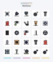 Creative Mechanics 25 Line FIlled icon pack  Such As tools. safety. bolt. lock. oil vector