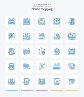 compras en línea creativas 25 paquete de iconos azules como . fiesta. en línea. oferta. globo vector