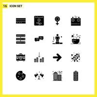 Universal Icon Symbols Group of 16 Modern Solid Glyphs of electricity charge business battery symbol Editable Vector Design Elements