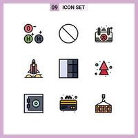 Universal Icon Symbols Group of 9 Modern Filledline Flat Colors of up arrow open wireframe startup Editable Vector Design Elements