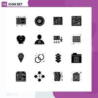 Set of 16 Modern UI Icons Symbols Signs for web internet mail texture design Editable Vector Design Elements