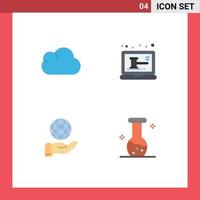 Pack of 4 Modern Flat Icons Signs and Symbols for Web Print Media such as cloud modern auction shop analysis Editable Vector Design Elements