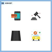 Set of 4 Modern UI Icons Symbols Signs for payment law card money vote Editable Vector Design Elements
