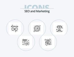 Seo Line Icon Pack 5 Icon Design. clock. trophy. success. seo. rating vector