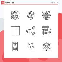 Pictogram Set of 9 Simple Outlines of layout volcano startup study geography Editable Vector Design Elements
