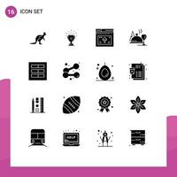 Modern Set of 16 Solid Glyphs Pictograph of arrow web award page winner Editable Vector Design Elements