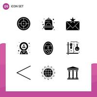 Group of 9 Modern Solid Glyphs Set for location hr school employee favorites Editable Vector Design Elements