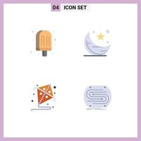 Pictogram Set of 4 Simple Flat Icons of drink kite meal star hobby Editable Vector Design Elements