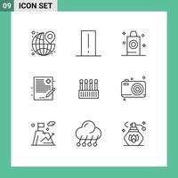 Set of 9 Commercial Outlines pack for history file gadget doctor room Editable Vector Design Elements