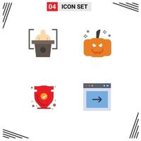 4 User Interface Flat Icon Pack of modern Signs and Symbols of education trust halloween security arrow Editable Vector Design Elements