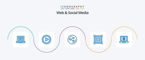 paquete de iconos azul 5 web y redes sociales que incluye . globo. social. mundo. caja vector
