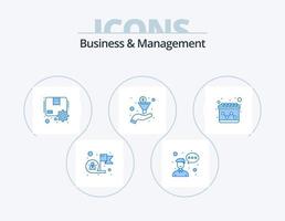 Business And Management Blue Icon Pack 5 Icon Design. calendar. sort. profession. funnel. gear vector