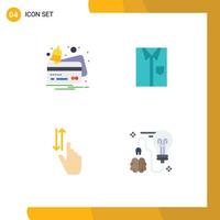 4 Thematic Vector Flat Icons and Editable Symbols of card formal payment clothing finger Editable Vector Design Elements