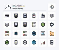 Online Survey 25 Line Filled icon pack including business. down. shape. arrow. cell vector