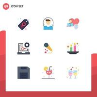 paquete de iconos de vector de stock de 9 signos y símbolos de línea para el desarrollo de codificación de código de seguro elementos de diseño de vector editables de corazón