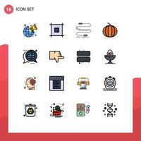 conjunto de 16 iconos de interfaz de usuario modernos signos de símbolos para discusión global comunicación por cable fruta elementos de diseño de vectores creativos editables