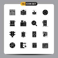 16 Universal Solid Glyphs Set for Web and Mobile Applications furniture medical dark hospital plus Editable Vector Design Elements