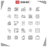 Mobile Interface Line Set of 25 Pictograms of production factory hardware music instrument Editable Vector Design Elements