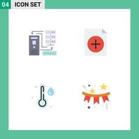 4 Creative Icons Modern Signs and Symbols of combination temperature electronic document confetti Editable Vector Design Elements
