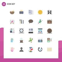 25 Thematic Vector Flat Colors and Editable Symbols of search binocular document lotus lemon Editable Vector Design Elements