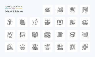 25 School And Science Line icon pack vector