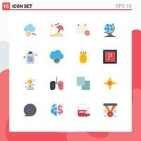 Set of 16 Modern UI Icons Symbols Signs for data note date clipboard globe Editable Pack of Creative Vector Design Elements