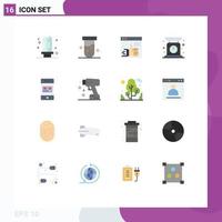 16 Universal Flat Color Signs Symbols of weighing machine biochemistry check weight support Editable Pack of Creative Vector Design Elements