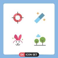 Pack of 4 Modern Flat Icons Signs and Symbols for Web Print Media such as holiday rabbit travel tool evergreen tree Editable Vector Design Elements