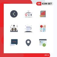 Universal Icon Symbols Group of 9 Modern Flat Colors of pepper graph of chart analytics Editable Vector Design Elements