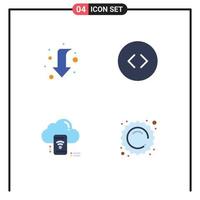 Stock Vector Icon Pack of 4 Line Signs and Symbols for arrow cloud left enlarge connected Editable Vector Design Elements