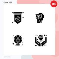 Set of 4 Modern UI Icons Symbols Signs for ireland thinking data creative defining Editable Vector Design Elements