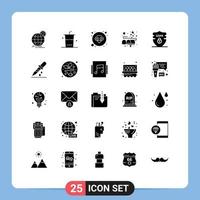 Group of 25 Solid Glyphs Signs and Symbols for gdpr mail shopping love box Editable Vector Design Elements