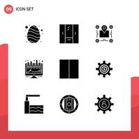 Pack of 9 Modern Solid Glyphs Signs and Symbols for Web Print Media such as grid board wardrobe analytics area Editable Vector Design Elements