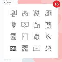 conjunto moderno de 16 esquemas y símbolos, como elementos de diseño de vectores editables de codificación web comercial objetivo