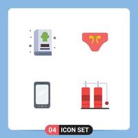 4 Universal Flat Icons Set for Web and Mobile Applications book smart phone kitchen clothes android Editable Vector Design Elements