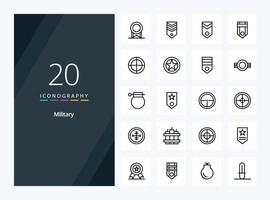 20 Military Outline icon for presentation vector