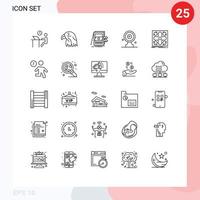 Pack of 25 creative Lines of news target focus board usa aim board system Editable Vector Design Elements