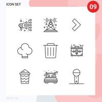 9 Universal Outline Signs Symbols of bag recycle arrow delete food Editable Vector Design Elements