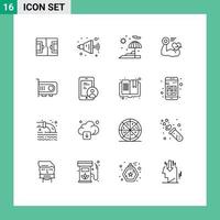 16 Thematic Vector Outlines and Editable Symbols of computer power umbrella computer heart Editable Vector Design Elements