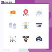 Mobile Interface Flat Color Set of 9 Pictograms of levitation entertainment halloween slippers holiday Editable Vector Design Elements