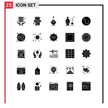 User Interface Pack of 25 Basic Solid Glyphs of sound key game job employee Editable Vector Design Elements