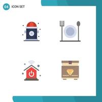 Editable Vector Line Pack of 4 Simple Flat Icons of city treasure eat home network gaming Editable Vector Design Elements