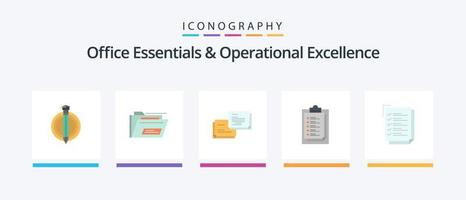 Office Essentials And Operational Exellence Flat 5 Icon Pack Including check list. result. report card. popup. Creative Icons Design vector