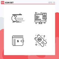 Universal Icon Symbols Group of 4 Modern Filledline Flat Colors of character wallet gaming responsive dollar Editable Vector Design Elements