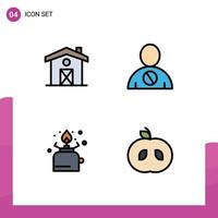 4 Universal Filledline Flat Color Signs Symbols of home cooking avatar denied picnic Editable Vector Design Elements